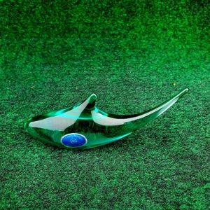 VTG Czech Republic Handmade Glass Turquoise Dolphin By Miloslav Janku
